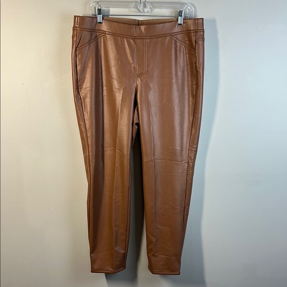 NWT J. Jill Vegan Leather Pants in Hickory Size XL Pull On Fleece Lined Stretchy - Picture 3 of 14